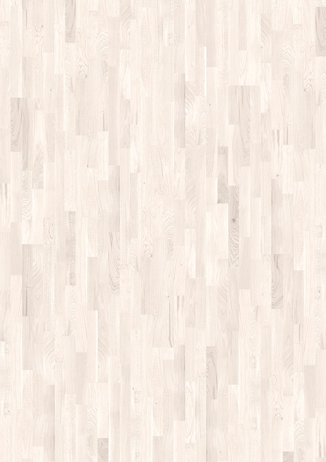 Tölgy Rustic, 3 sávos jégfehér lakkozott szalagparketta